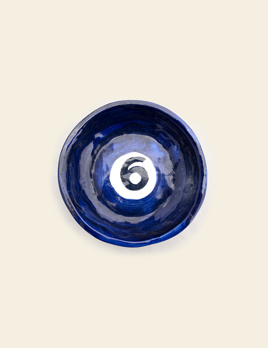 Blue Ceramic Plate with Number