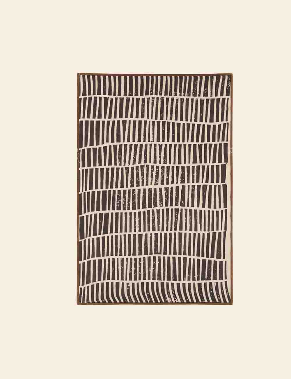 Abstract Black & Ivory Lines Painting