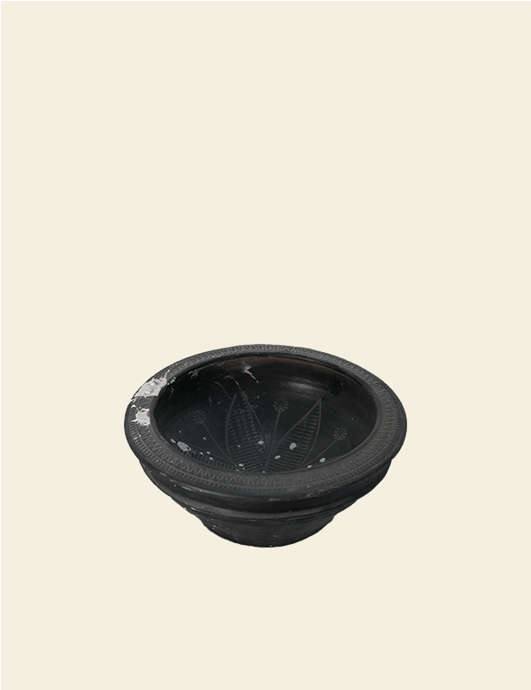 Antique Black Pottery Earthenware Bowl