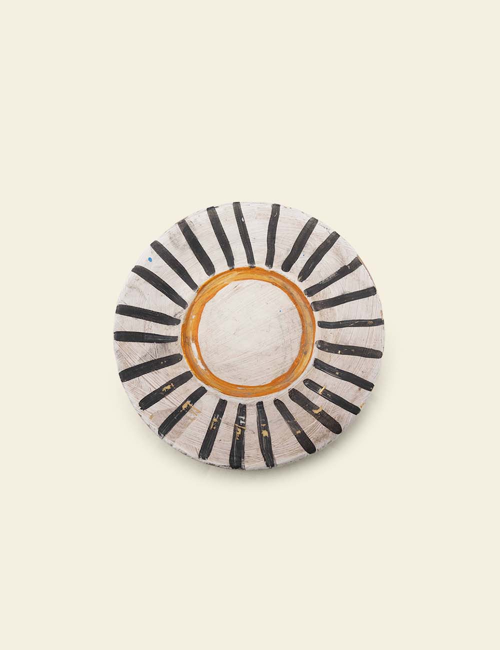 Black Stripes Rim White Ceramic Plate