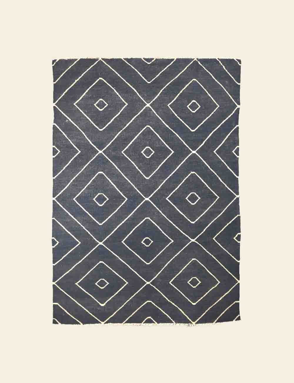 Blue, Grey & White Rhombus Rug