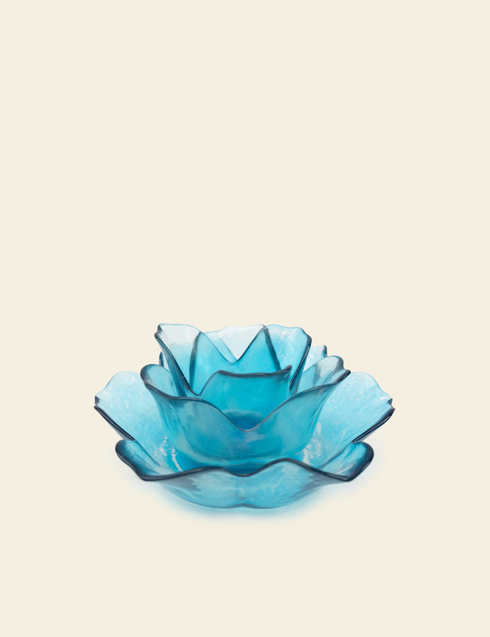 Blue Lotus Glass Candle Holder