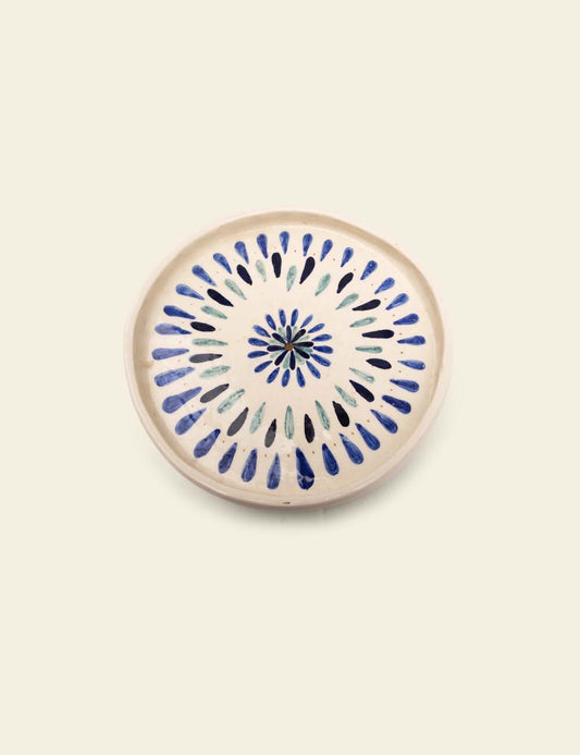 Blue Tears White Flat Ceramic Plate