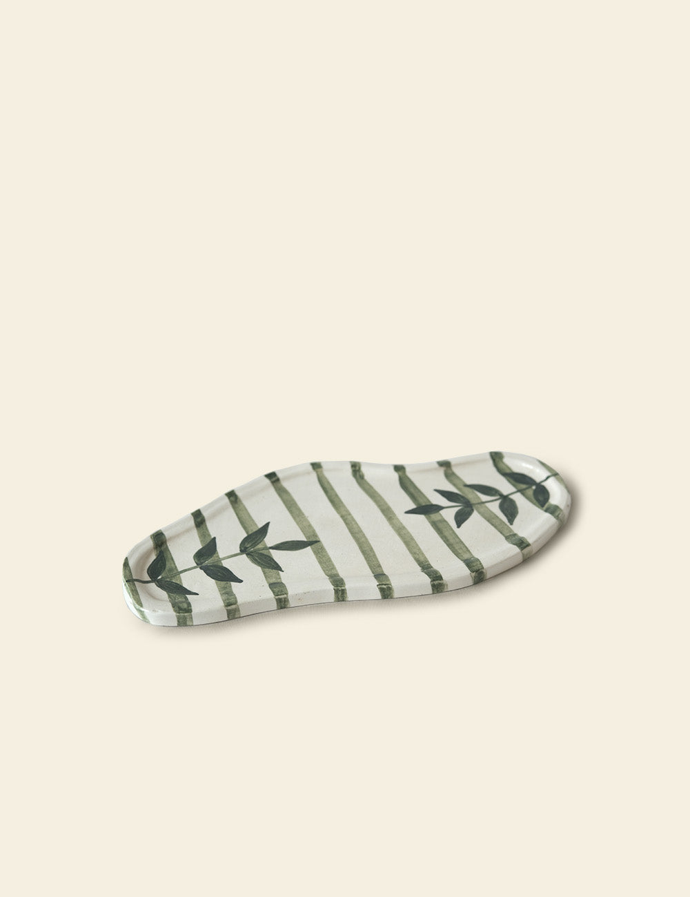 Cabana Green Striped Oval Dish