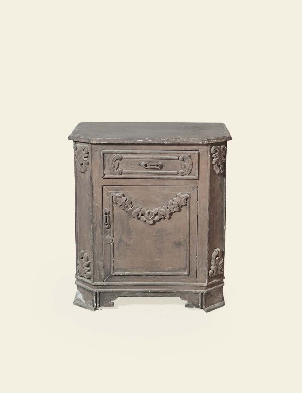 Dark Brown French Antique Side Table