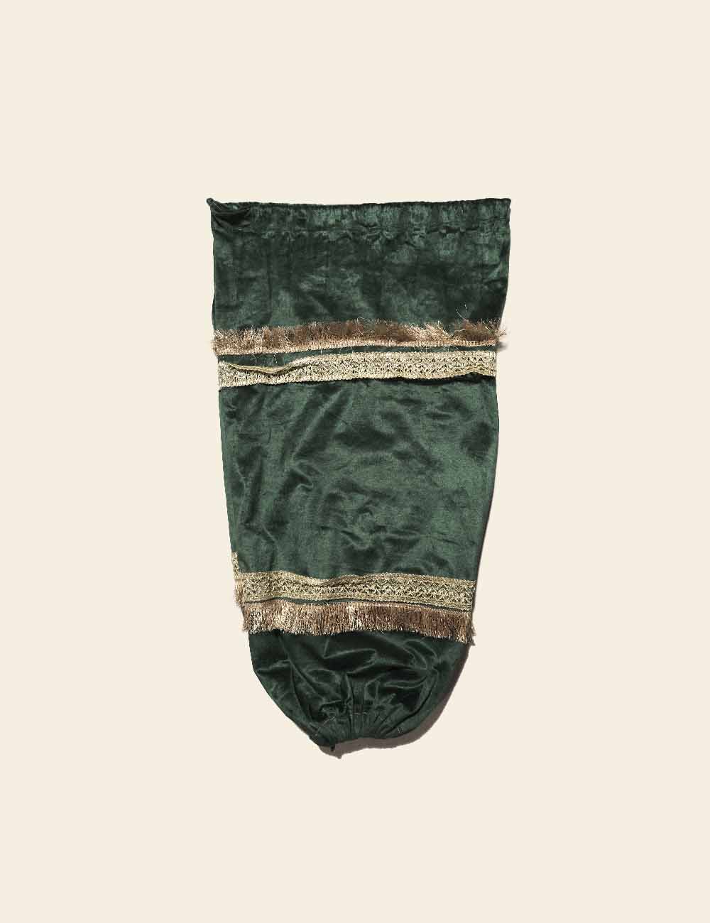 Dark Green Golden Lace Velvet Back Rest Cover