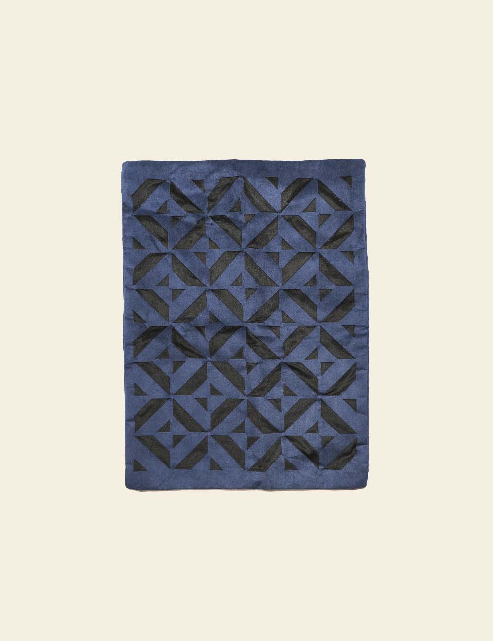 Dark Navy Blue and Black Silk Patchwork Cushion Cover