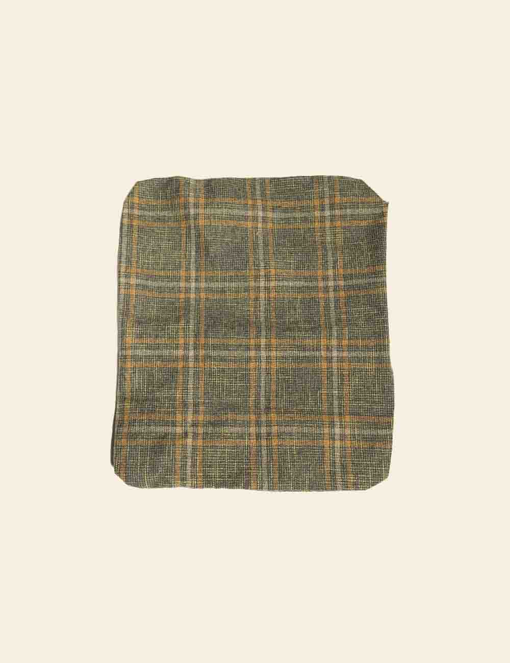 Dark Olive Green Plaid Pattern Cotton Cushion Cover