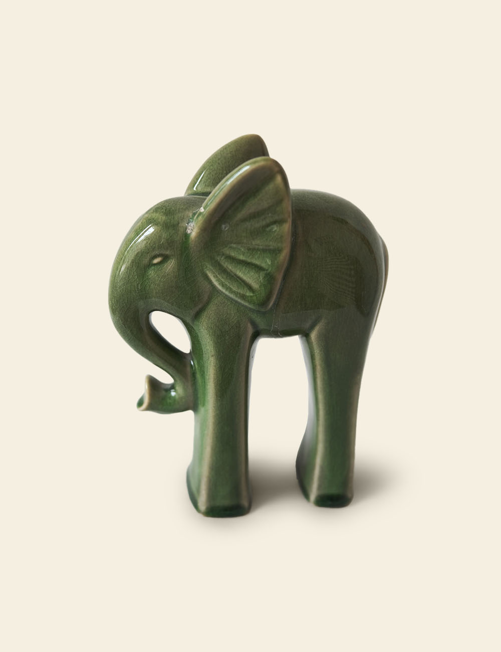 Green Ceramic Elephant Sculpture