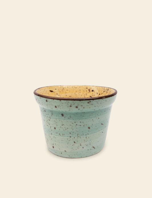 Light Green Blue Handmade Ceramic Planter with Brown Speckles