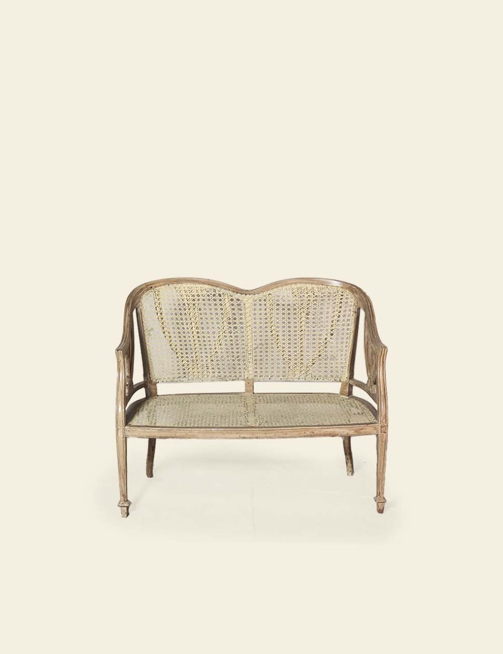 Light Wood Rattan 2-Seater Sofa