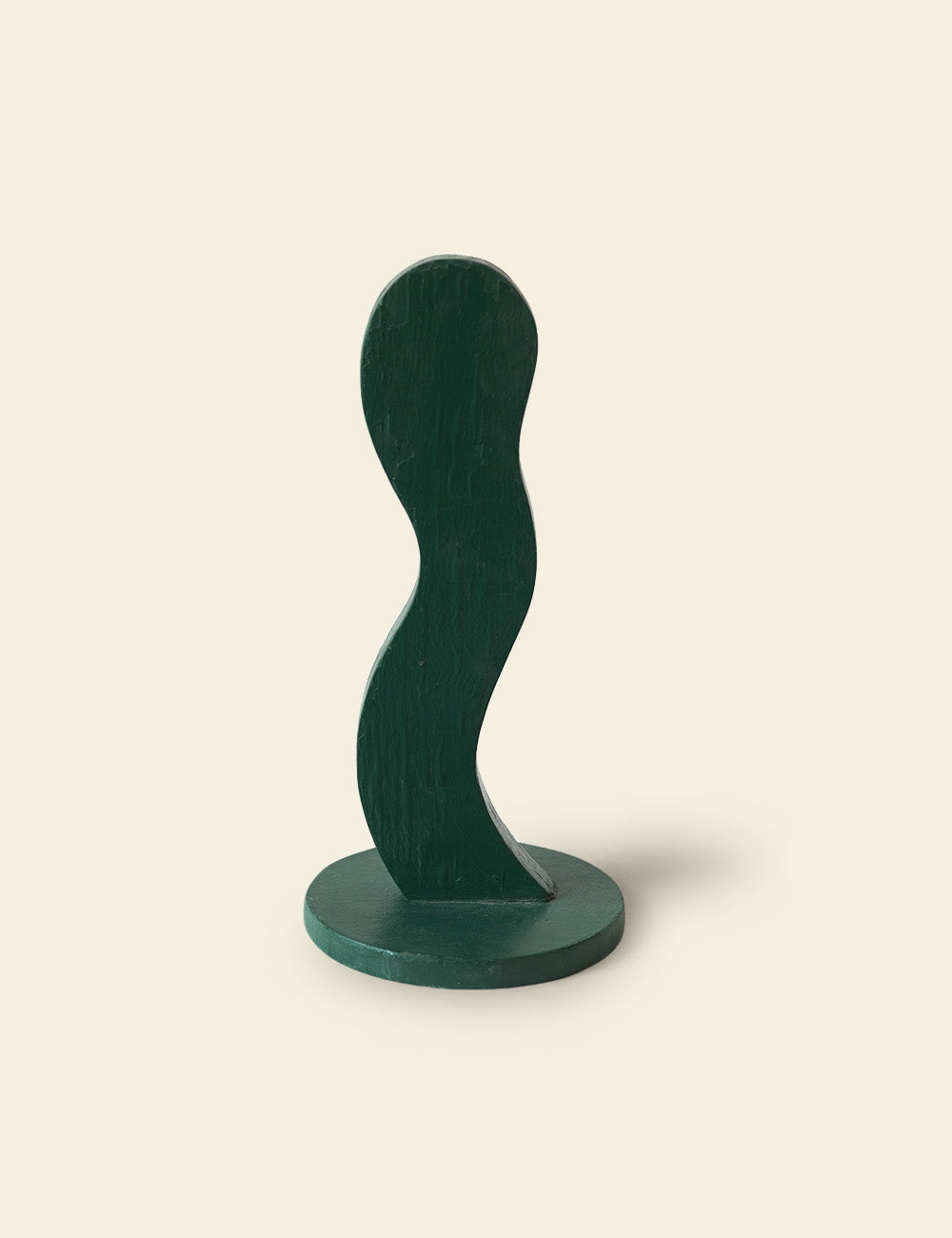 Minimal Wooden Green Cactus Sculpture