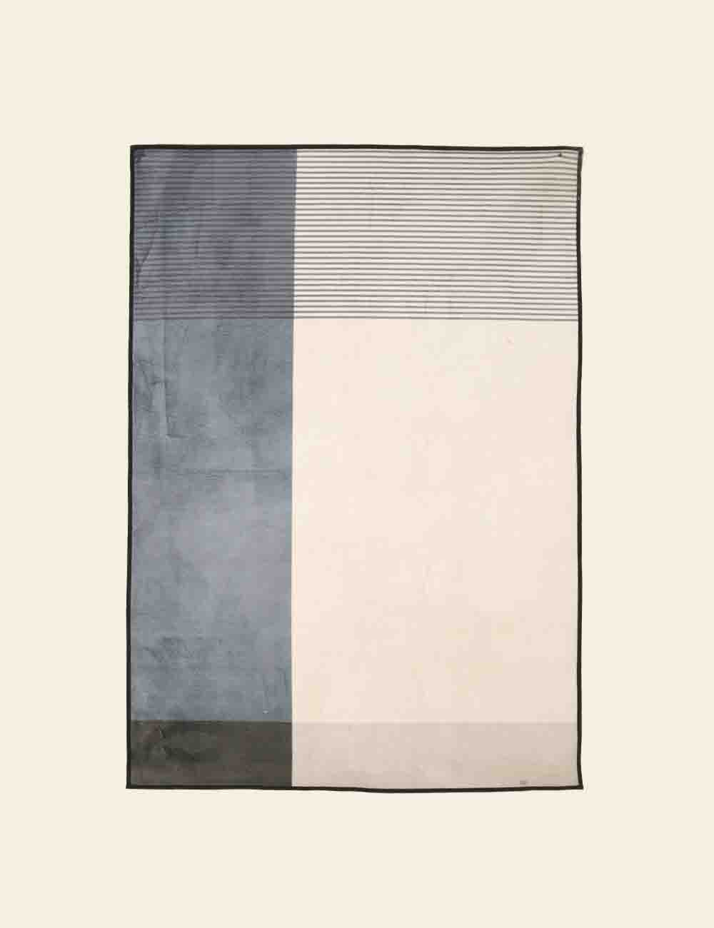 Modern Abstract Grey and Blue Rug