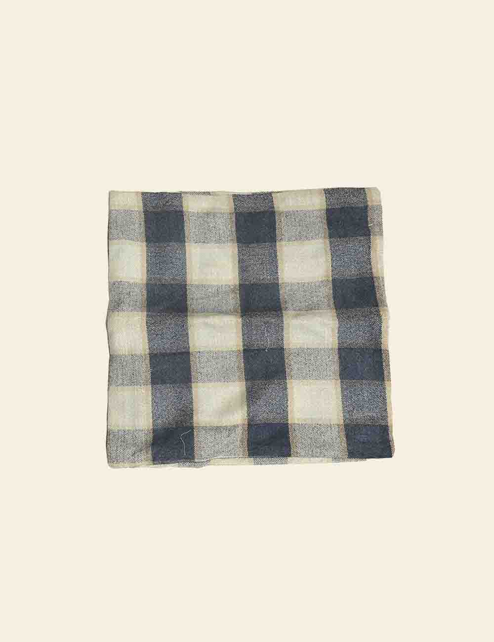 Navy Blue & Off-White Plaid Cushion Cover