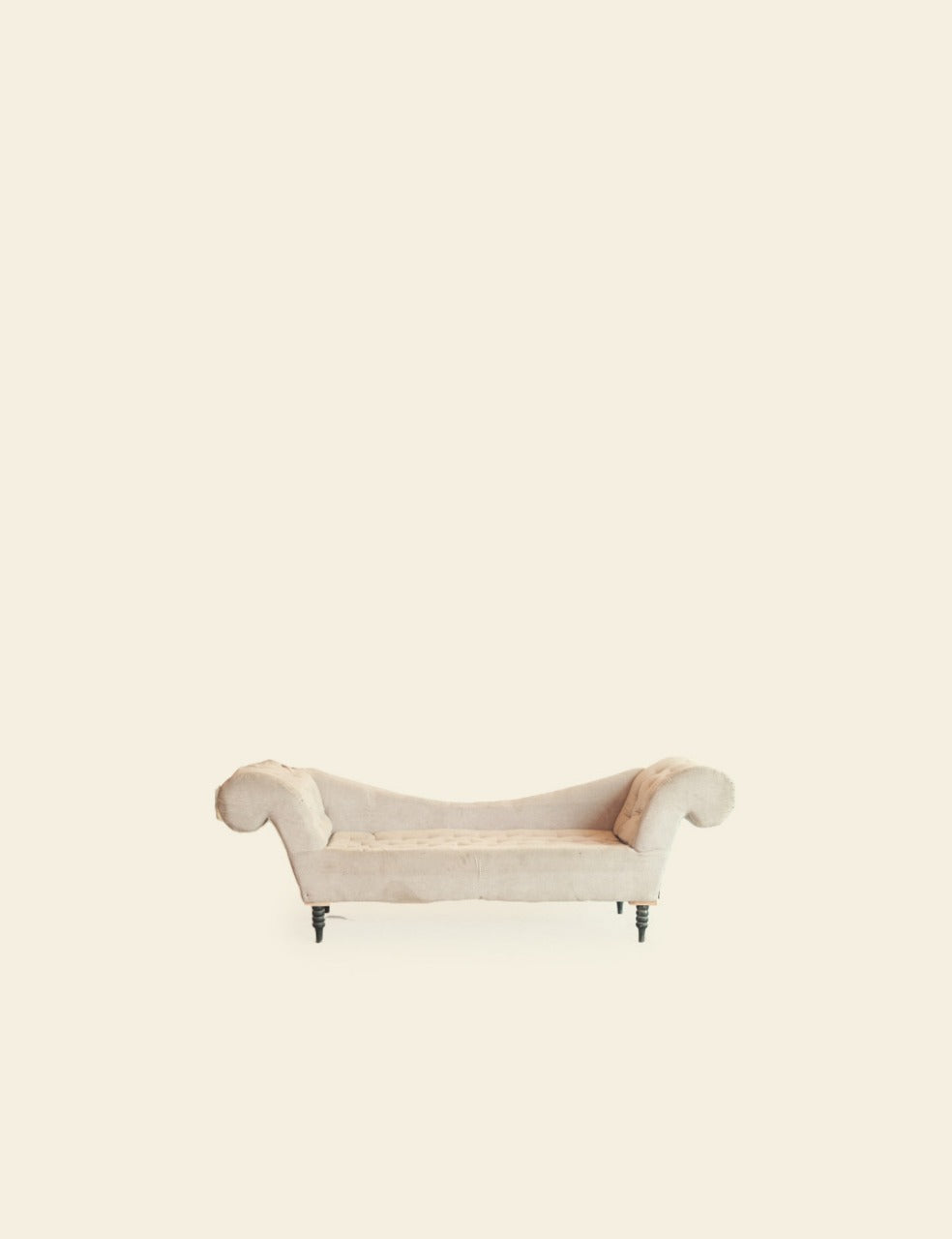 Off-White Tufted Chaise Lounge Sofa