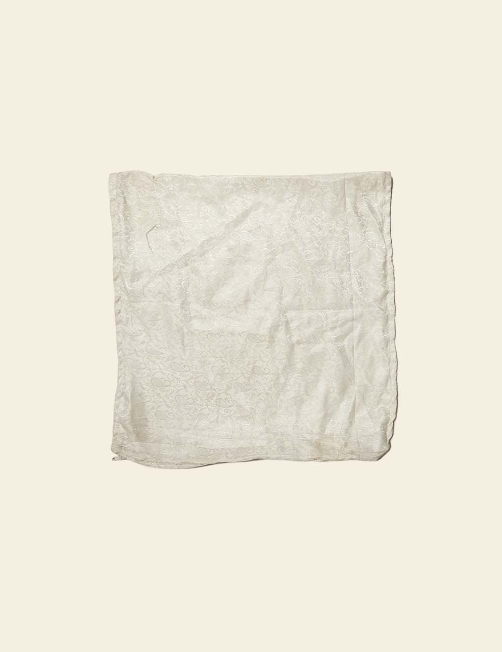 Off-White Viscose Silk Cushion Cover