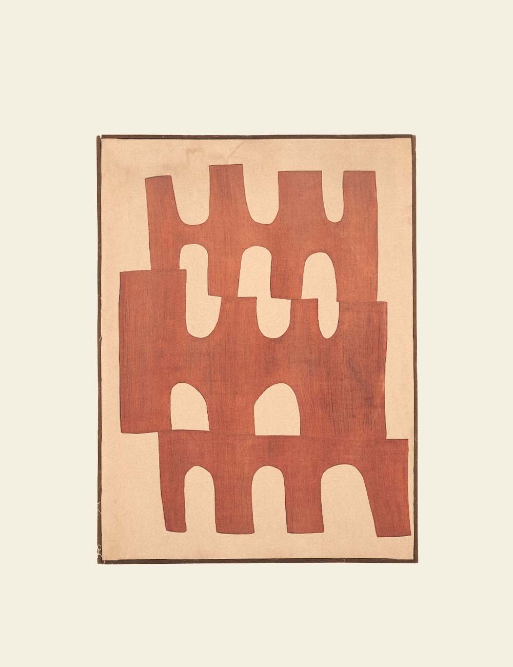 Orange Tribal Pattern Painting in Wooden Frame