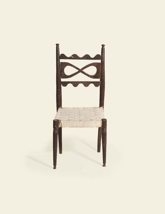 Paolo Buffa Walnut and Rush High Back Chair