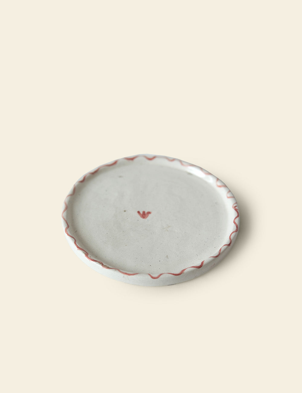 Red Heart Wavy Line Ceramic Plate