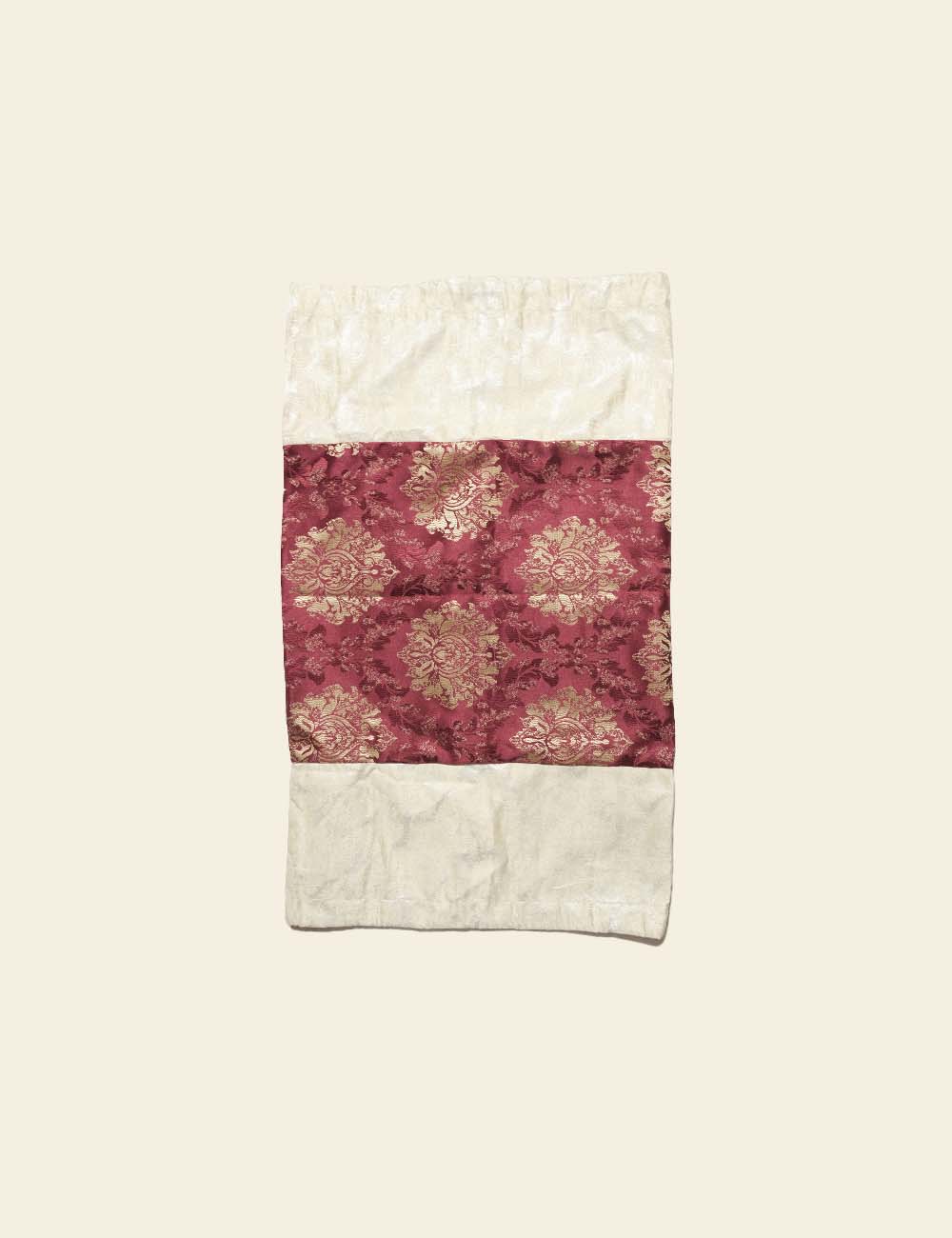 Rose Red & Cream Jamawar Back Rest Cover