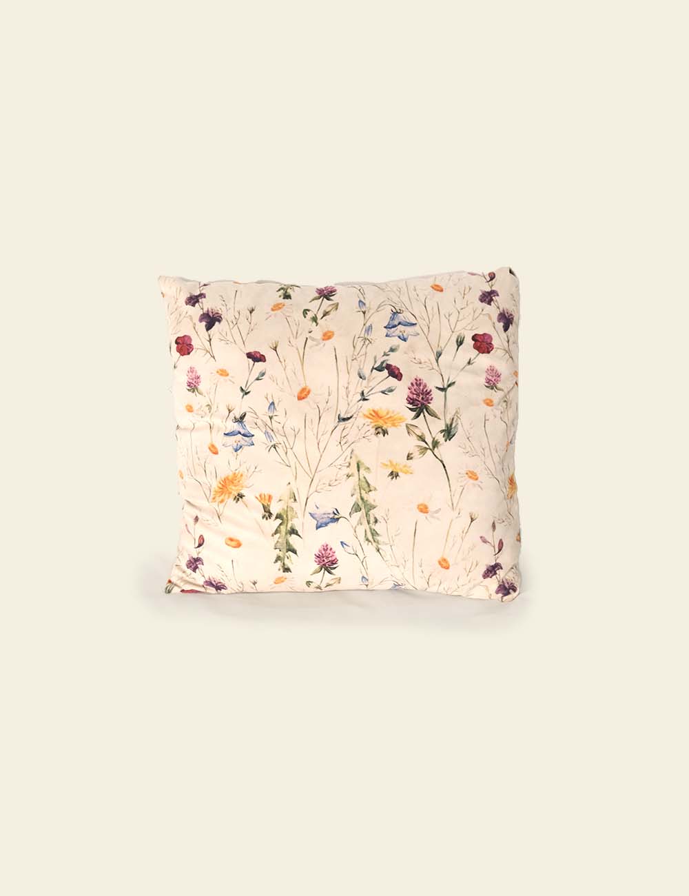 Splattered Wild Flowers Off White Pillow