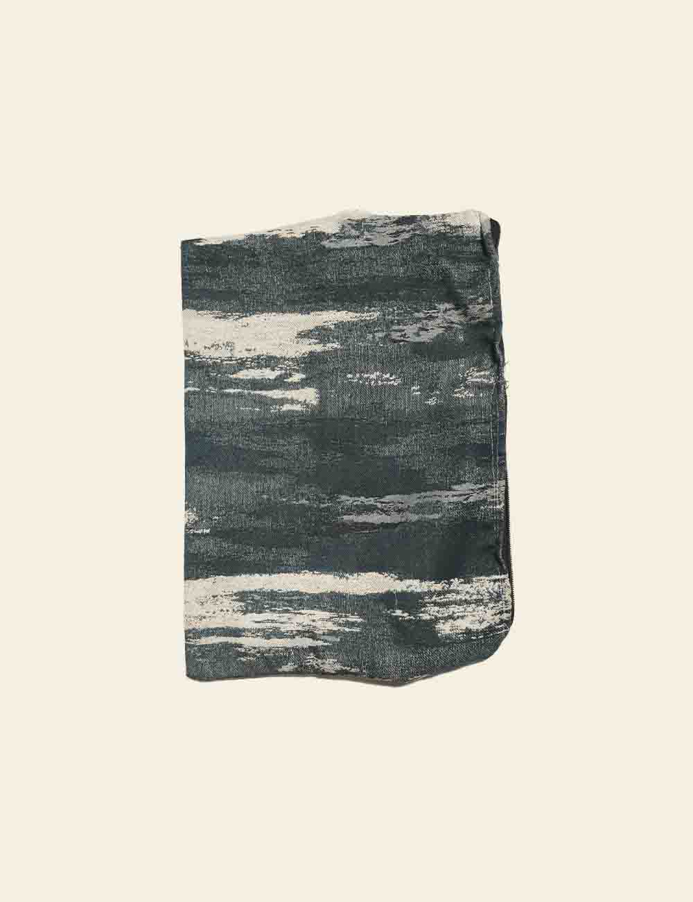 Teal & White Abstract Jacquard Cushion Cover