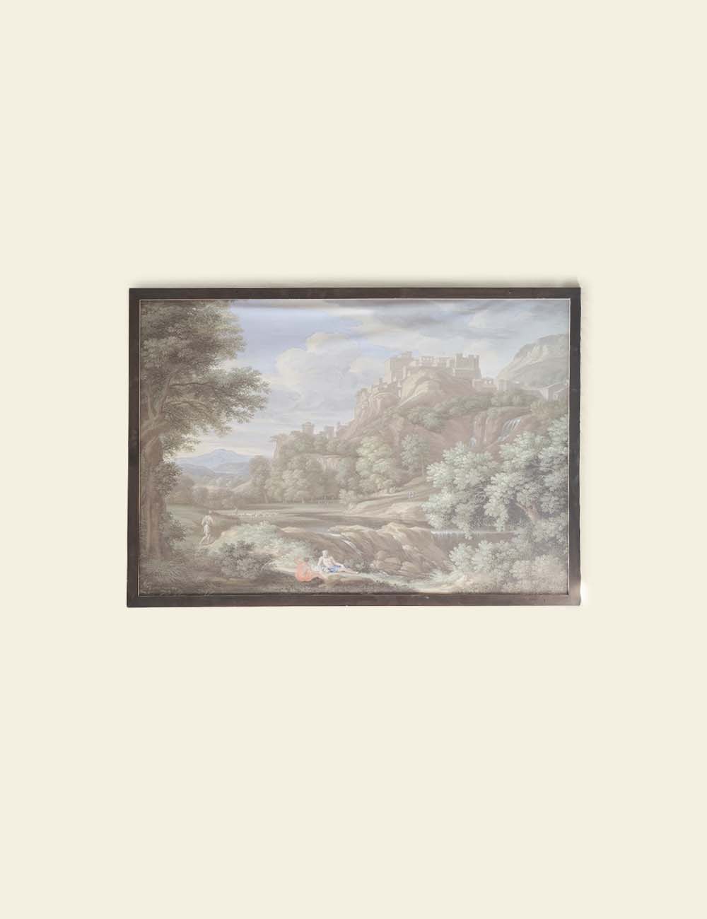 Muted Watercolor Landscape Painting