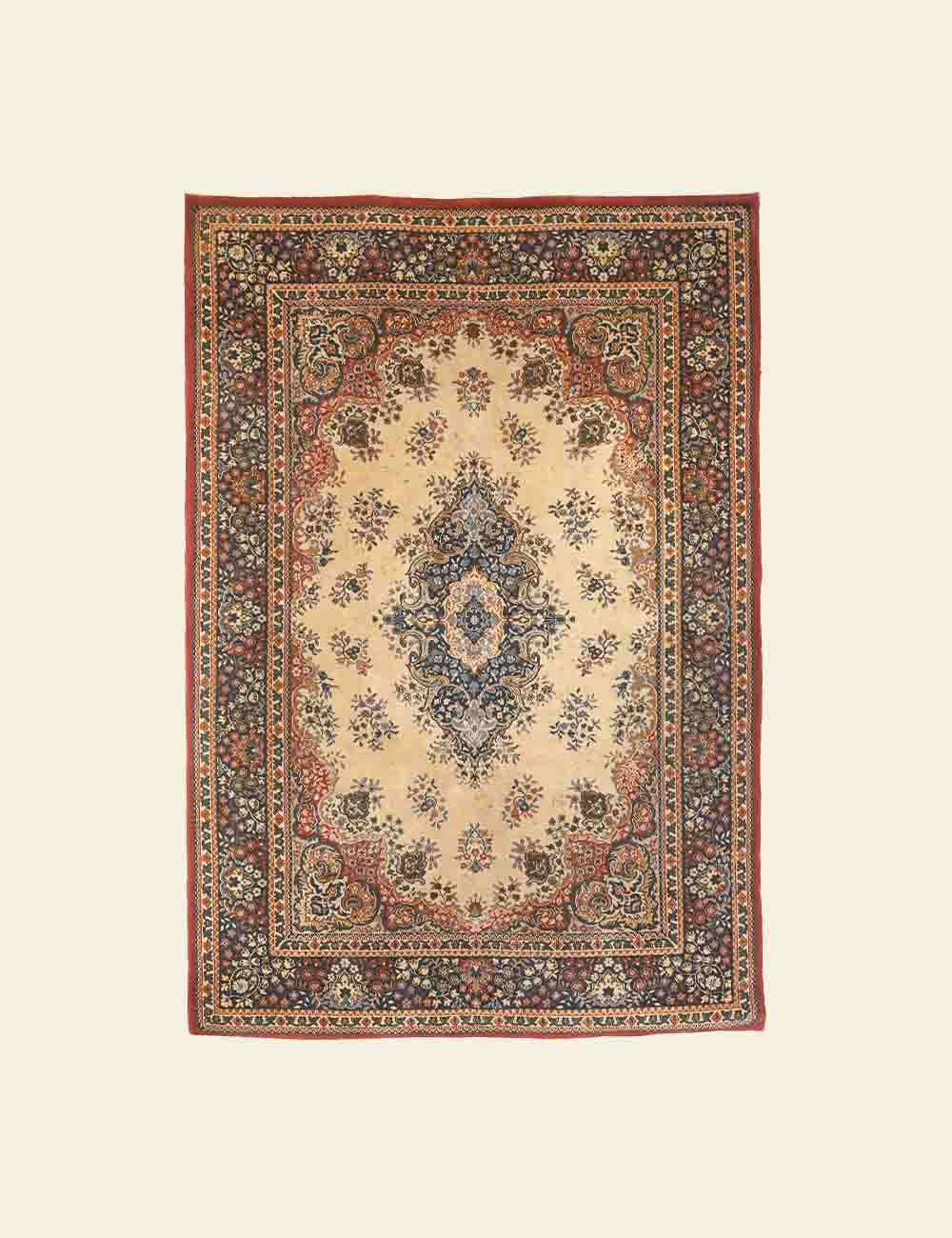 Off-White & Deep Red Rug