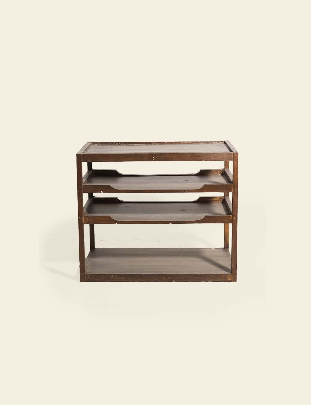 4-Tier Solid Wood Shelf Table