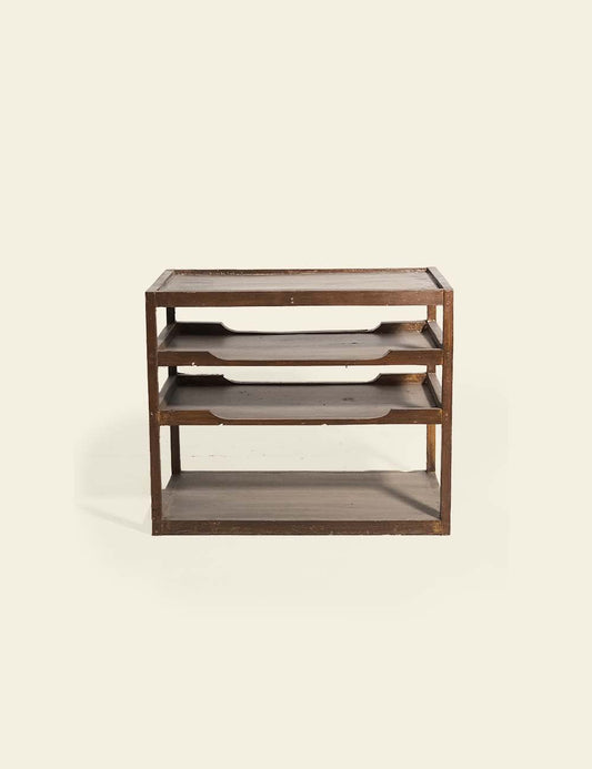 4-Tier Solid Wood Shelf Table