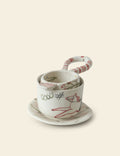 Abstract Art Ceramic Cup, Saucer & Strainer Set