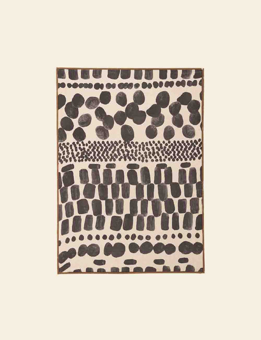 Abstract Black & Ivory Dots Painting