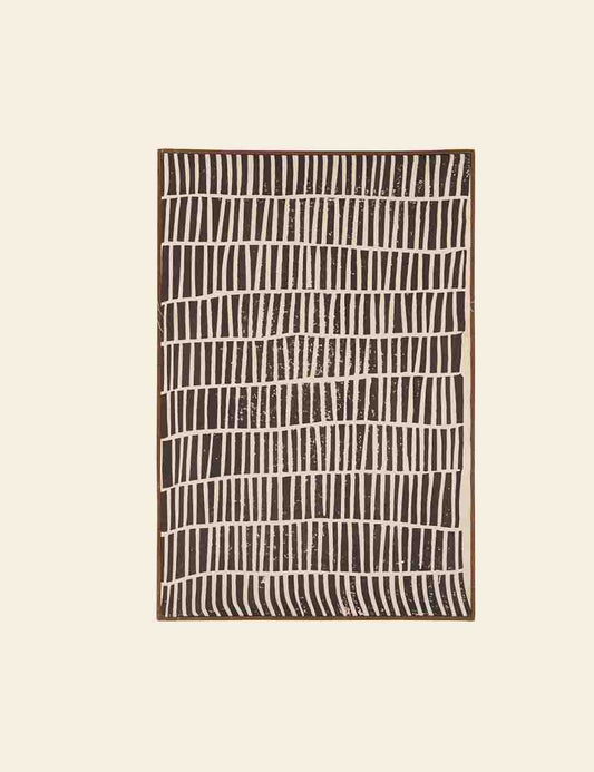 Abstract Black & Ivory Lines Painting