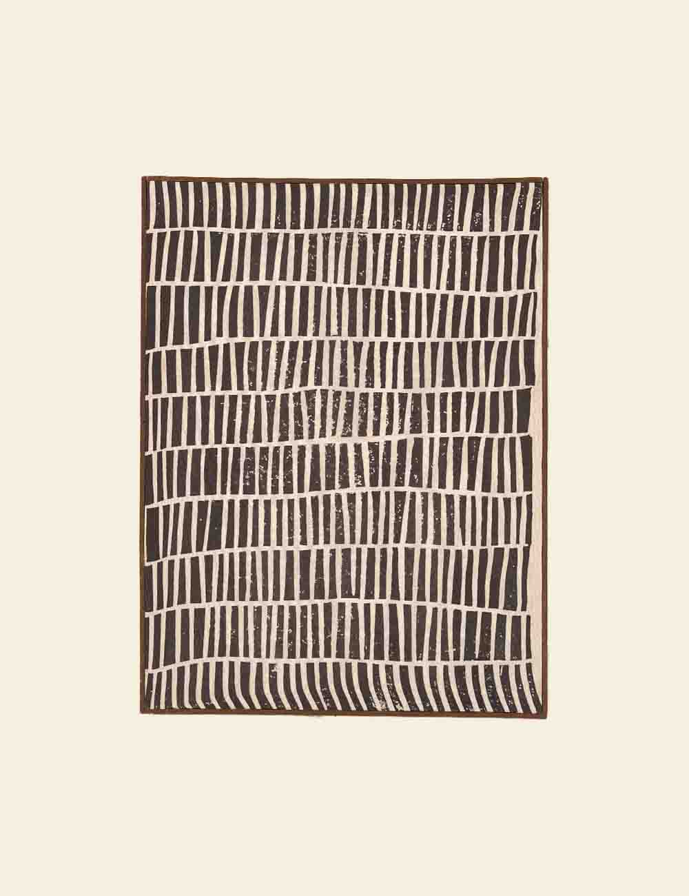Abstract Black & Ivory Lines Painting