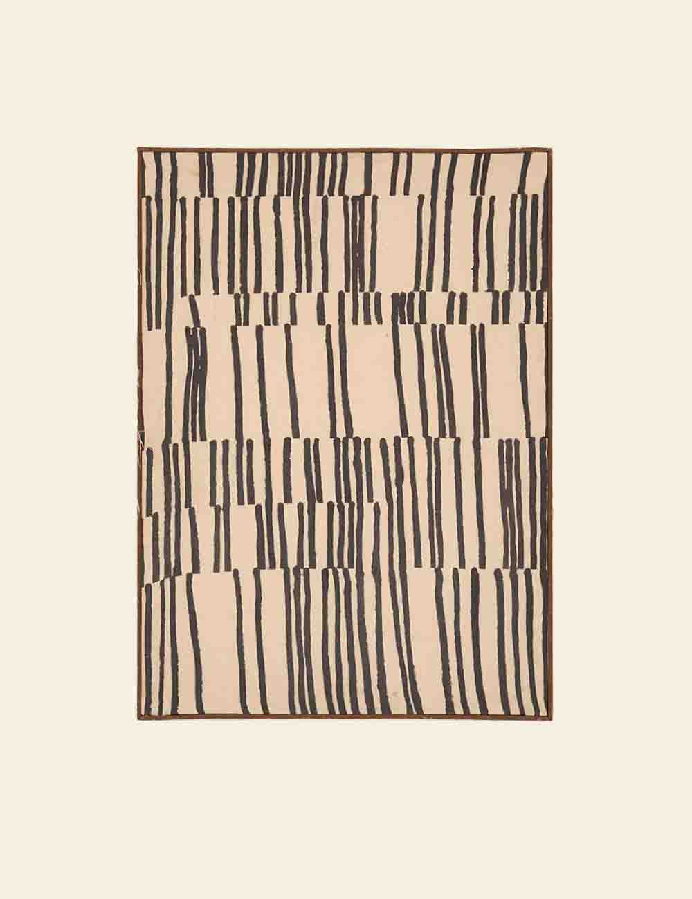 Abstract Black & Ivory Stripes Painting
