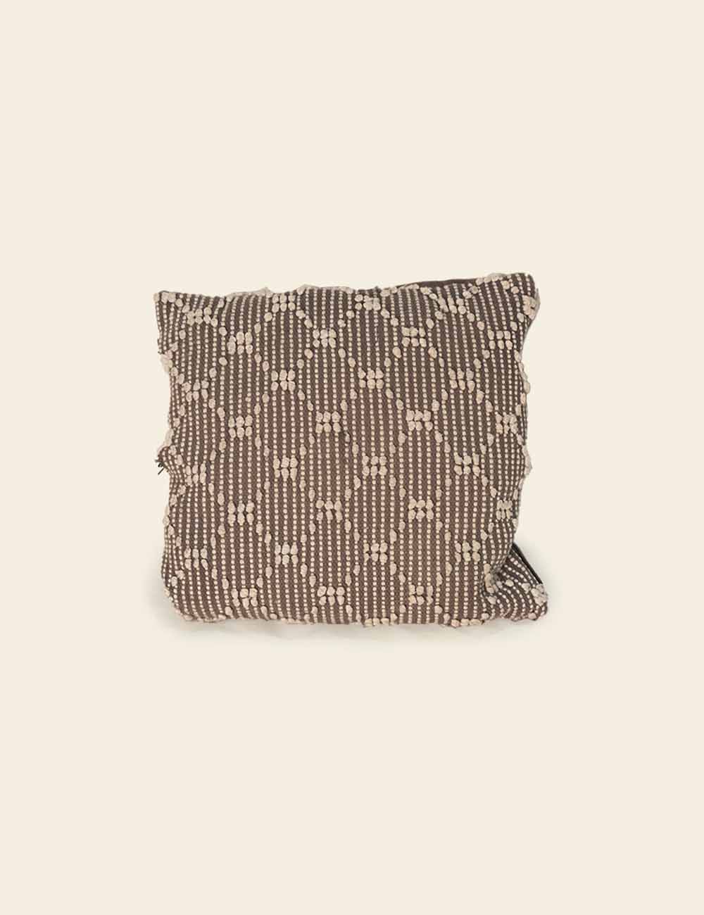 Beige Brown Macrame Cushion