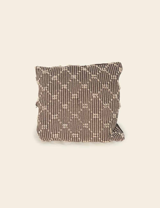 Beige Brown Macrame Cushion
