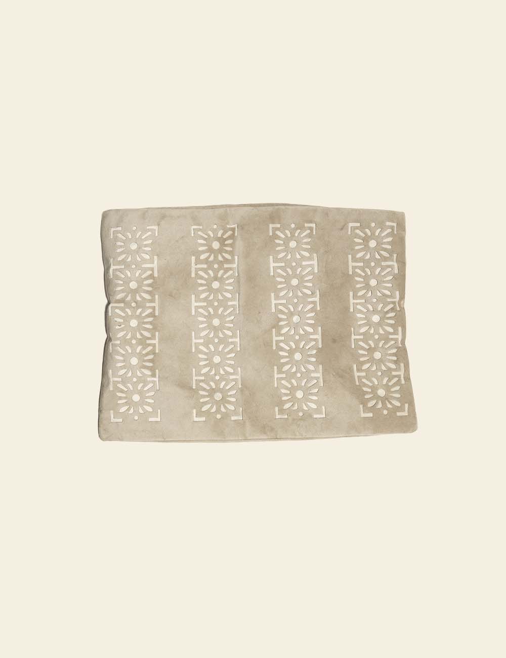 Beige Cut-Out Pattern Velvet Cushion Cover