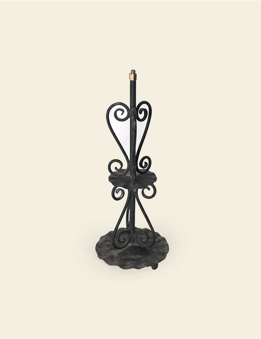 Black Cast Iron Scrolled Candle Holder Stand