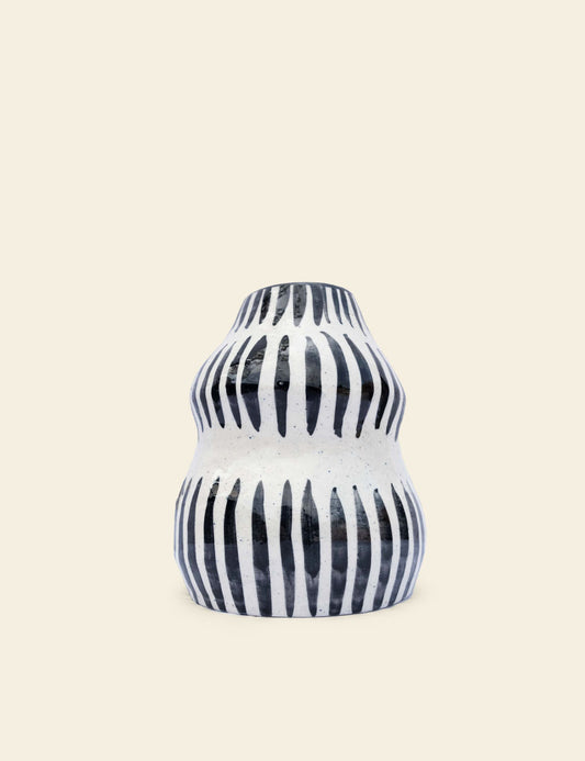 Black Stripe Bowl Vase