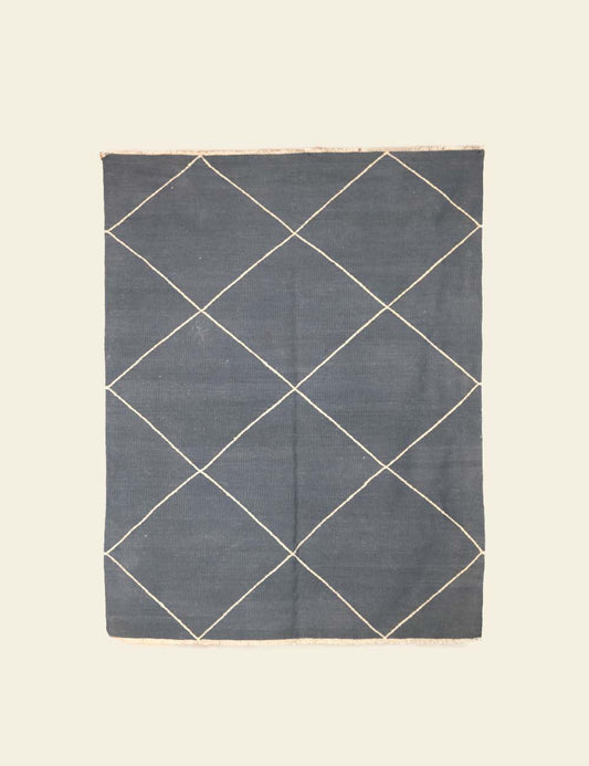 Blue Grey Diagonals Rug