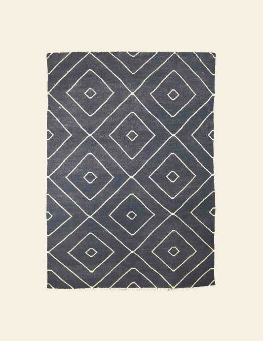Blue, Grey & White Rhombus Rug