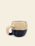 Blue Herringbone Off‑White Ceramic Cup