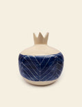 Blue Herringbone Off-White Ceramic Pomegranate