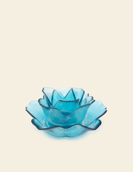 Blue Lotus Glass Candle Holder