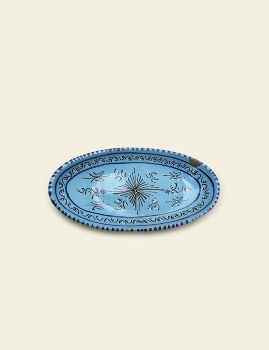 Blue Pottery Ceramic Oval Dish