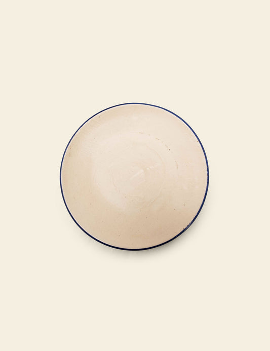 Blue Rim Off-White Ceramic Plate