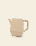 Blue Rim Off‑White Ceramic Teapot