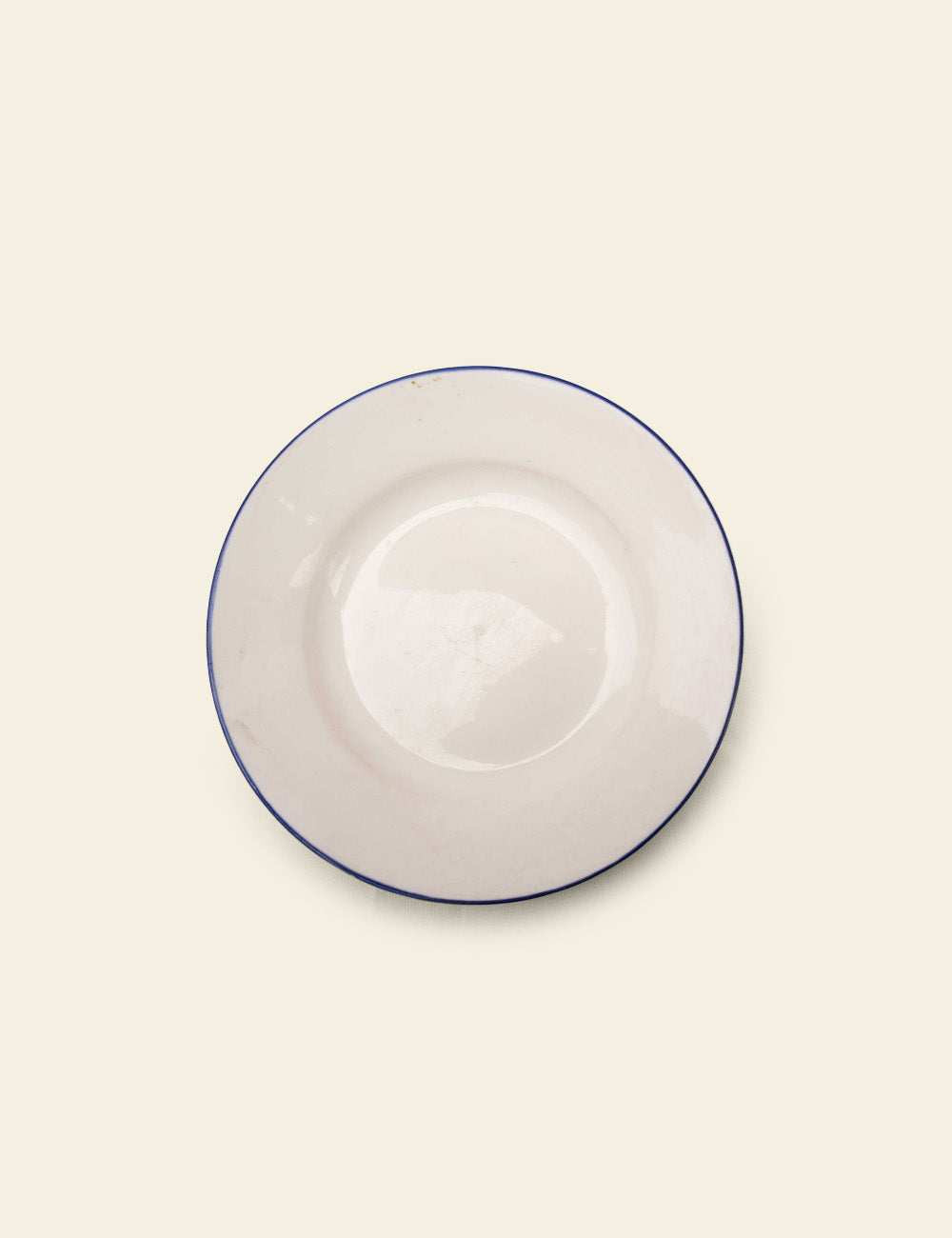 Blue Rim White Ceramic Plate