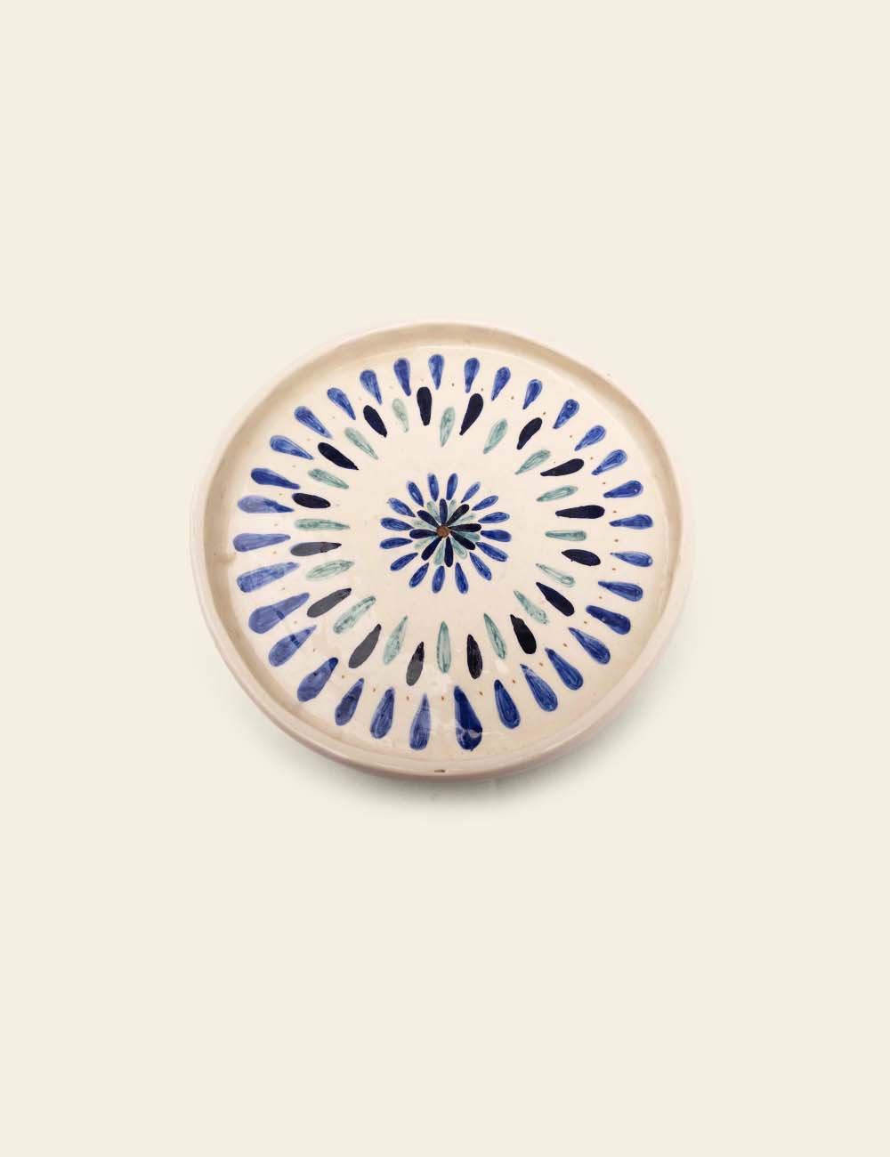 Blue Tears White Flat Ceramic Plate